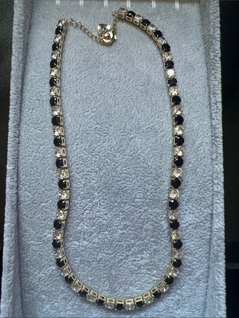 Black and Clear Stone Tennis Necklace - Women Jewelry